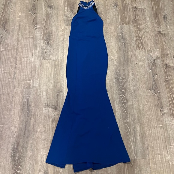 Quiz Blue Rhinestone Maxi Dress Gown - Picture 4 of 8